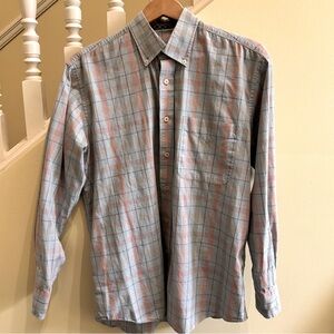 Alan‎ Flusser Signature 100% Cotton Plaid Button-Down Shirt w/patterned cuff